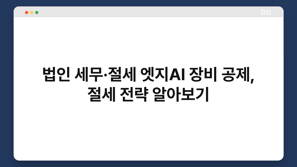 법인 세무·절세 엣지AI 장비 공제, 절세 전략 알아보기 1