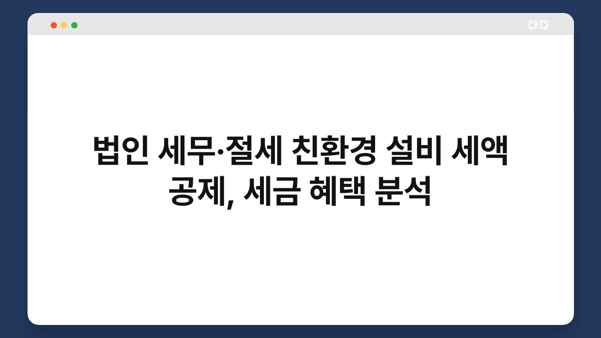 법인 세무·절세 친환경 설비 세액 공제, 세금 혜택 분석 1