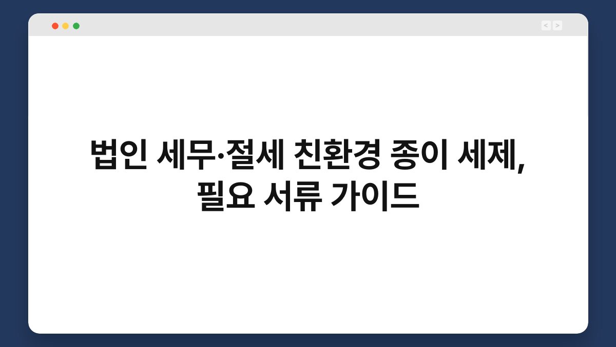 법인 세무·절세 친환경 종이 세제, 필요 서류 가이드 1