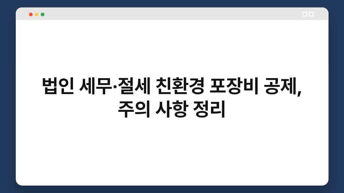 법인 세무·절세 친환경 포장비 공제, 주의 사항 정리 1