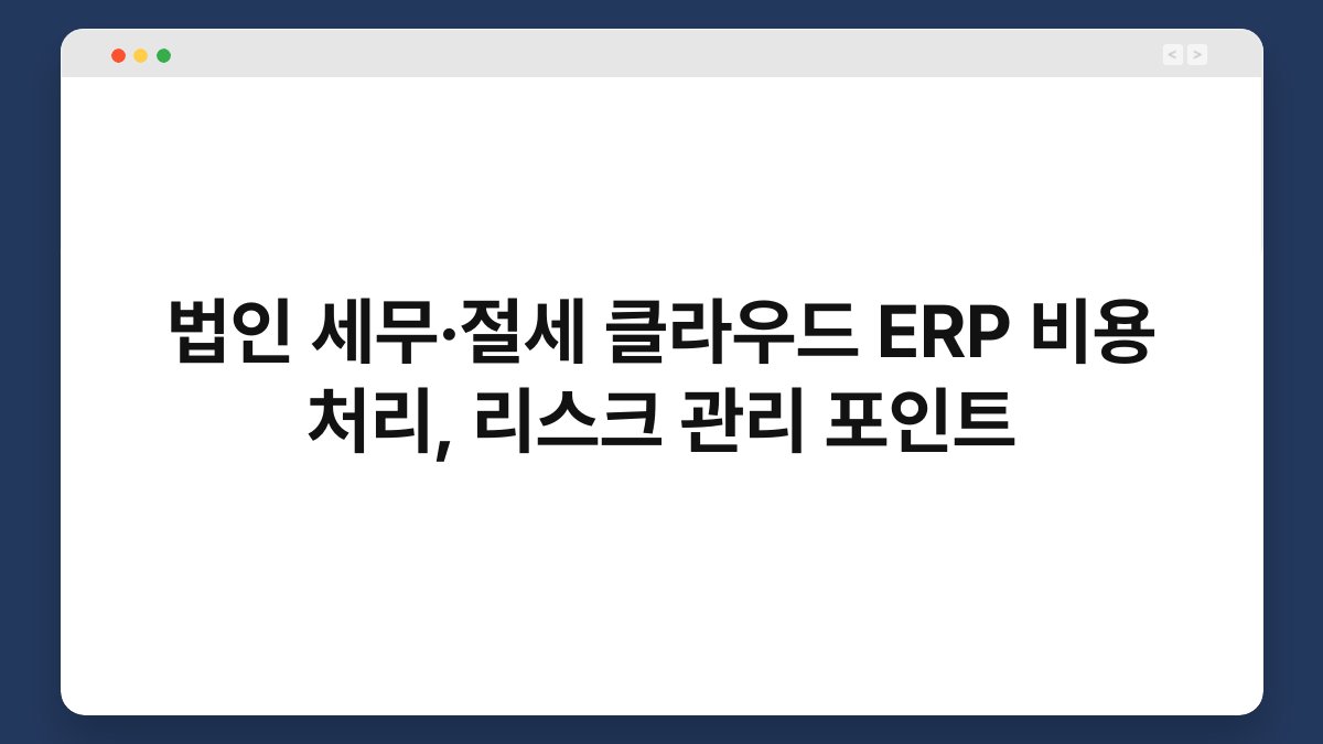 법인 세무·절세 클라우드 ERP 비용 처리, 리스크 관리 포인트 1