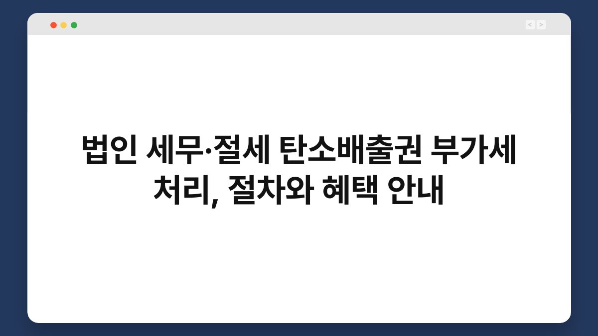 법인 세무·절세 탄소배출권 부가세 처리, 절차와 혜택 안내 1