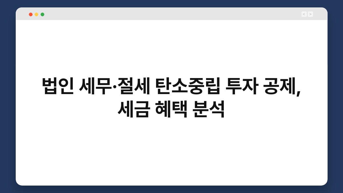 법인 세무·절세 탄소중립 투자 공제, 세금 혜택 분석 1