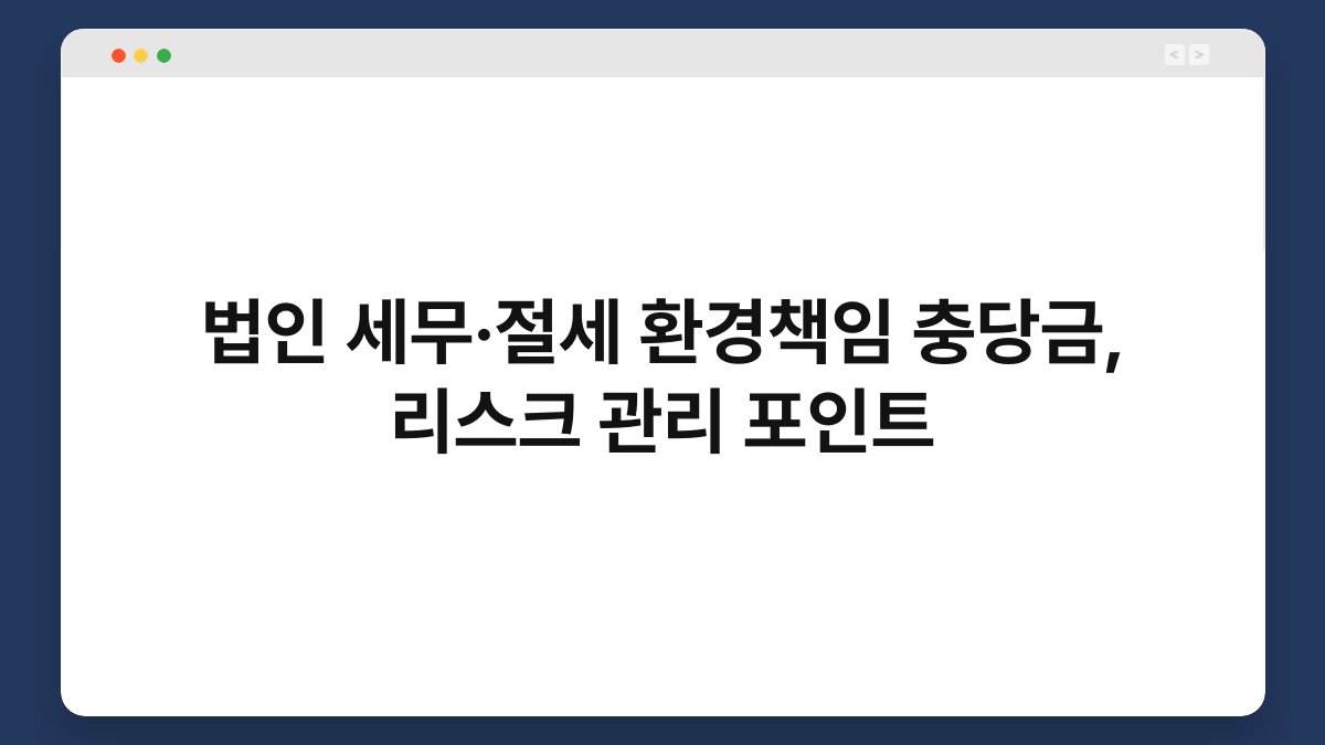 법인 세무·절세 환경책임 충당금, 리스크 관리 포인트 1