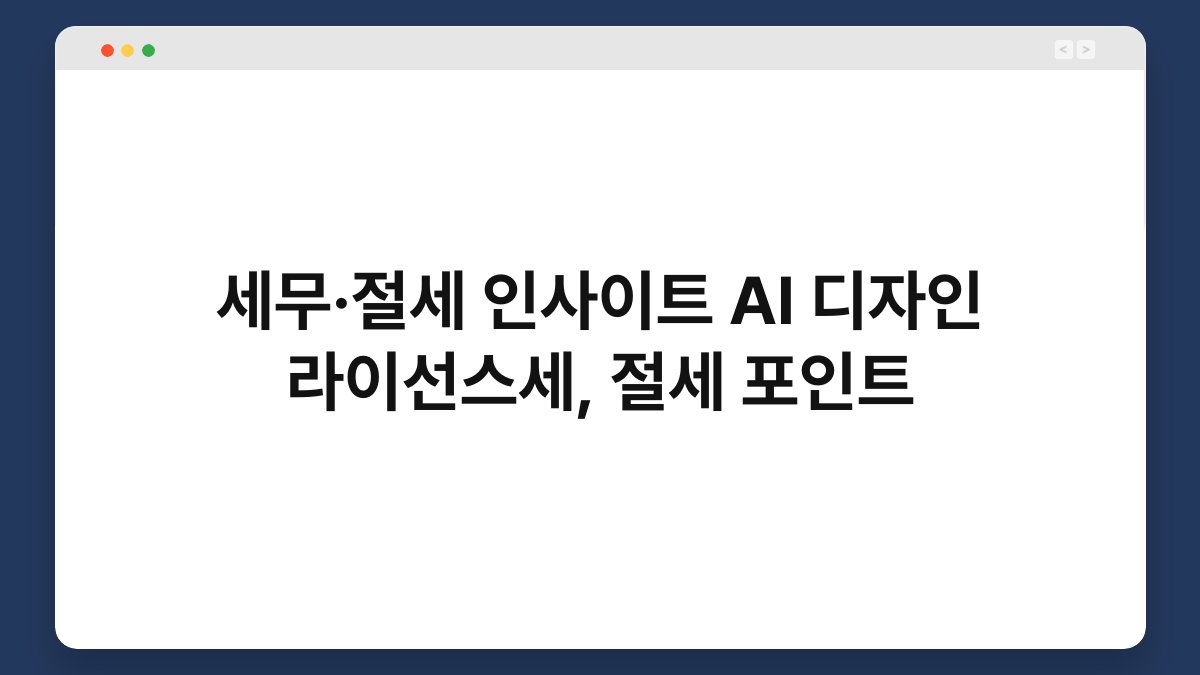세무·절세 인사이트 AI 디자인 라이선스세, 절세 포인트 1