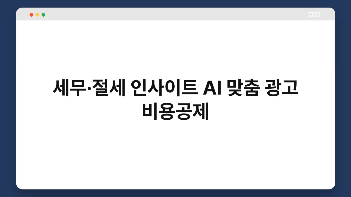 세무·절세 인사이트 AI 맞춤 광고 비용공제 1