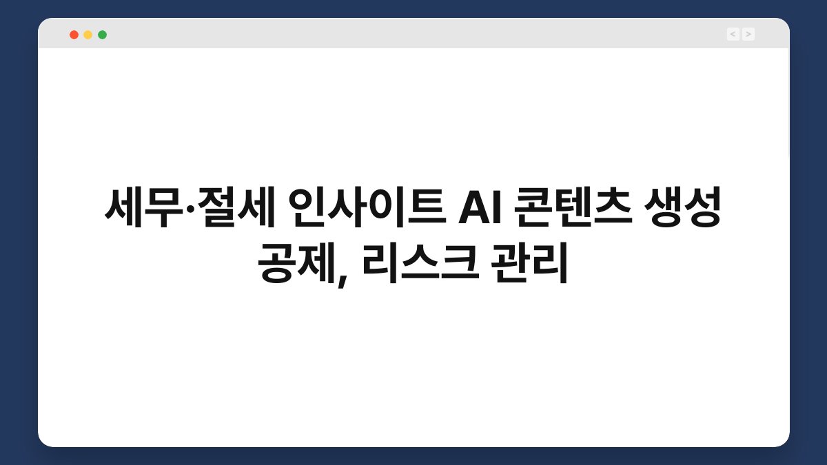 세무·절세 인사이트 AI 콘텐츠 생성 공제, 리스크 관리 1