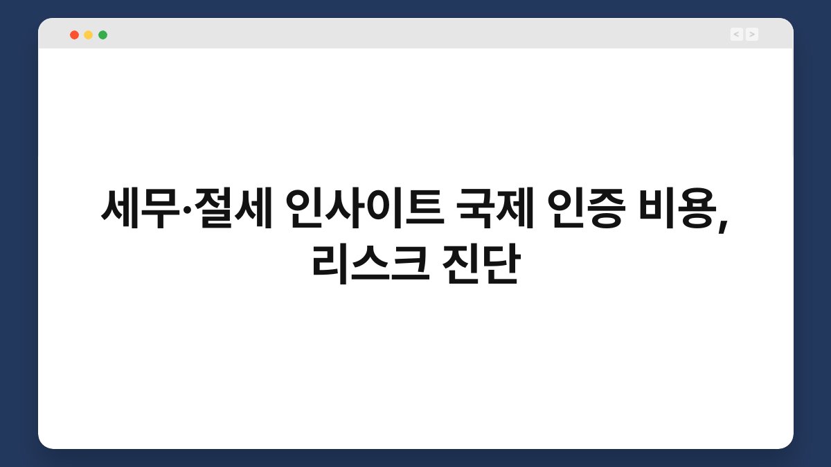 세무·절세 인사이트 국제 인증 비용, 리스크 진단 1