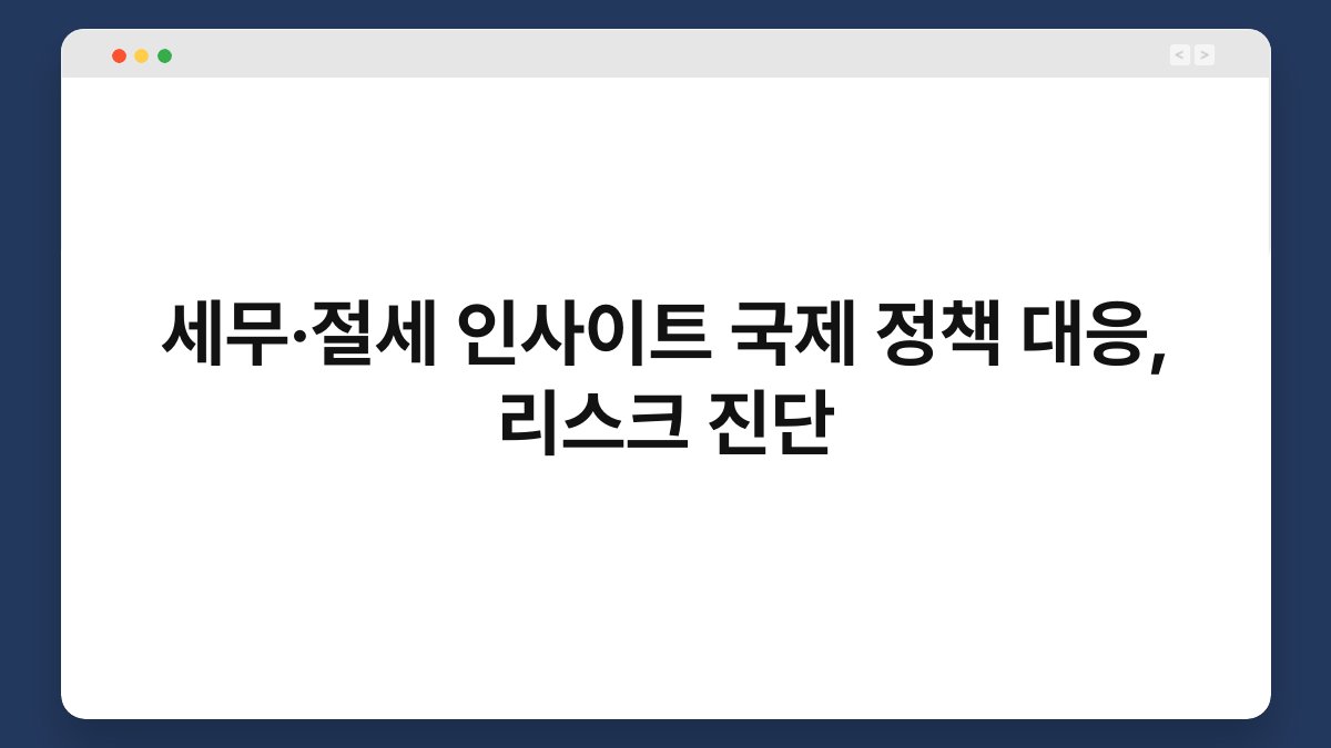 세무·절세 인사이트 국제 정책 대응, 리스크 진단 1