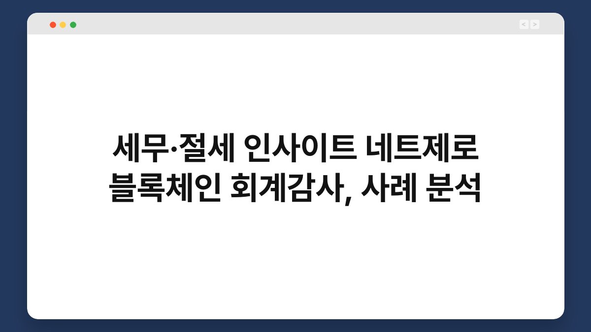 세무·절세 인사이트 네트제로 블록체인 회계감사, 사례 분석 1