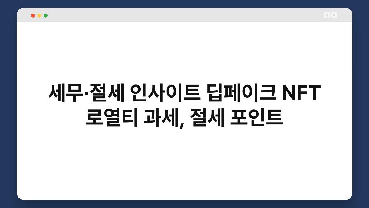 세무·절세 인사이트 딥페이크 NFT 로열티 과세, 절세 포인트 1