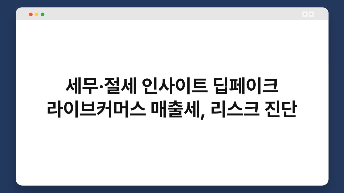 세무·절세 인사이트 딥페이크 라이브커머스 매출세, 리스크 진단 1