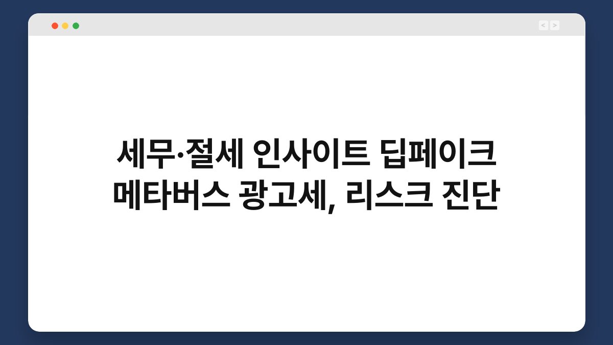 세무·절세 인사이트 딥페이크 메타버스 광고세, 리스크 진단 1