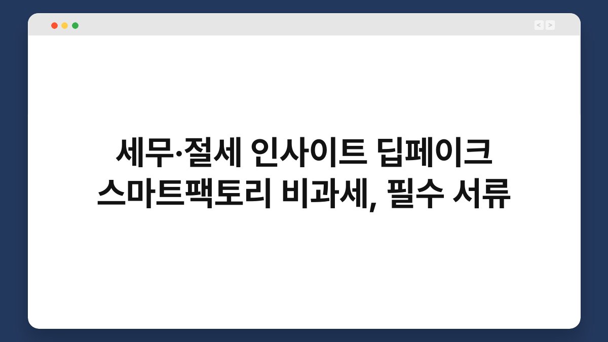 세무·절세 인사이트 딥페이크 스마트팩토리 비과세, 필수 서류 1