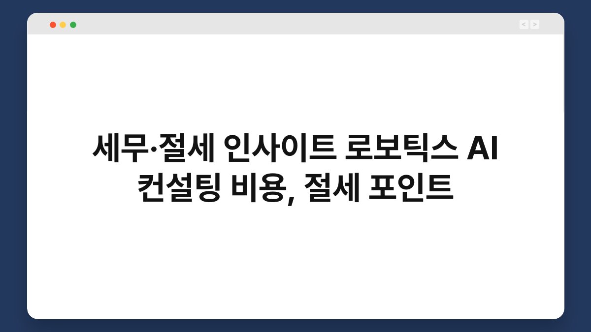 세무·절세 인사이트 로보틱스 AI 컨설팅 비용, 절세 포인트 1
