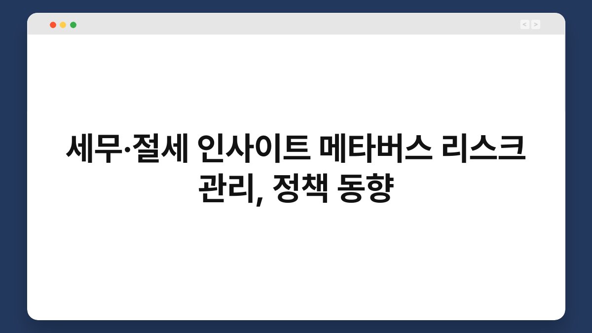세무·절세 인사이트 메타버스 리스크 관리, 정책 동향 1