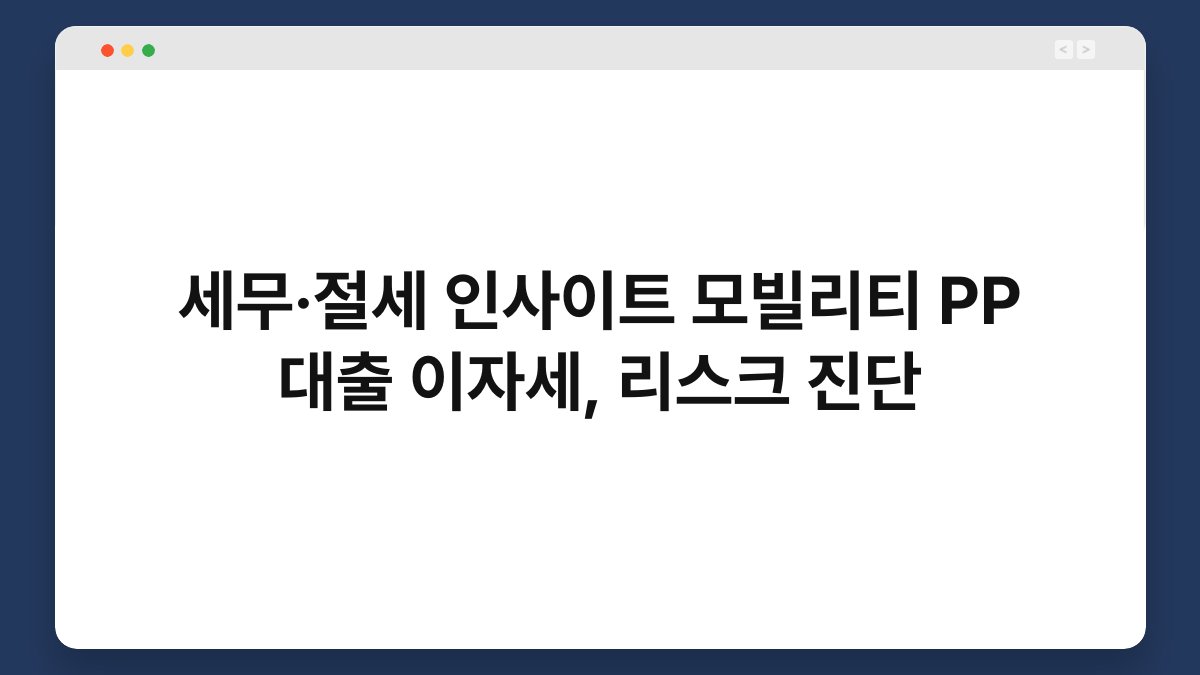 세무·절세 인사이트 모빌리티 PP 대출 이자세, 리스크 진단 1