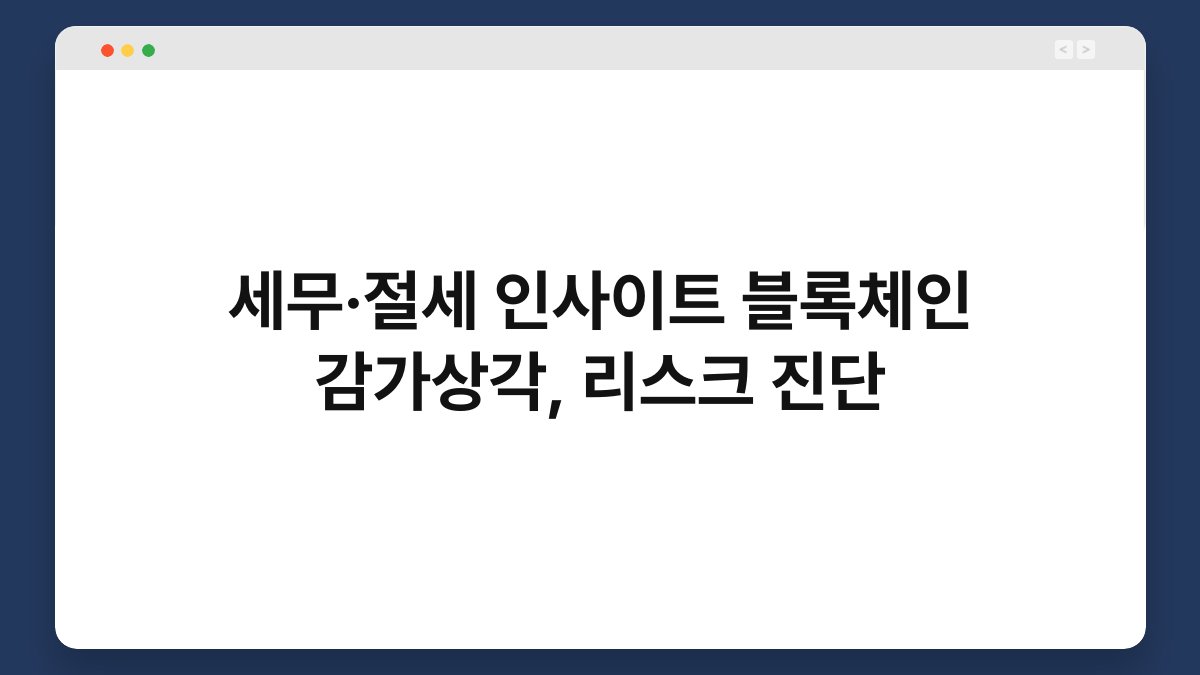 세무·절세 인사이트 블록체인 감가상각, 리스크 진단 1