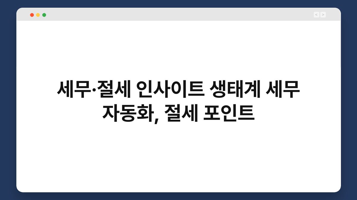세무·절세 인사이트 생태계 세무 자동화, 절세 포인트 1