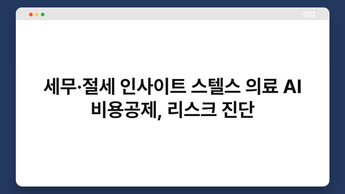 세무·절세 인사이트 스텔스 의료 AI 비용공제, 리스크 진단 1
