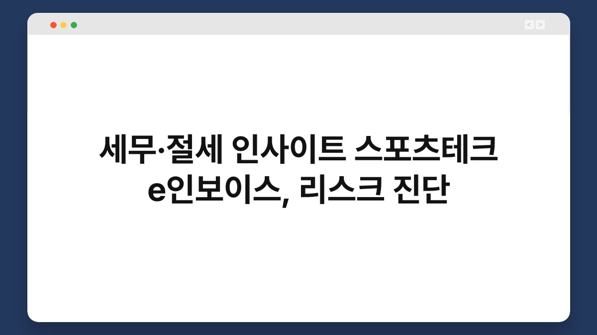 세무·절세 인사이트 스포츠테크 e인보이스, 리스크 진단 1