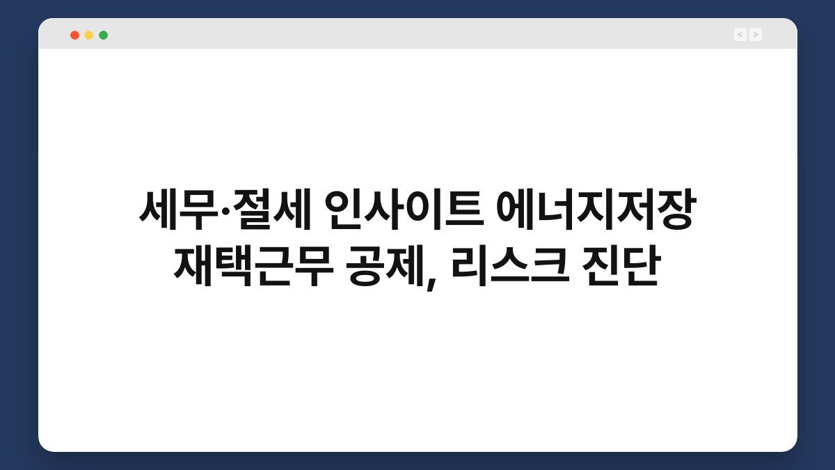 세무·절세 인사이트 에너지저장 재택근무 공제, 리스크 진단 1