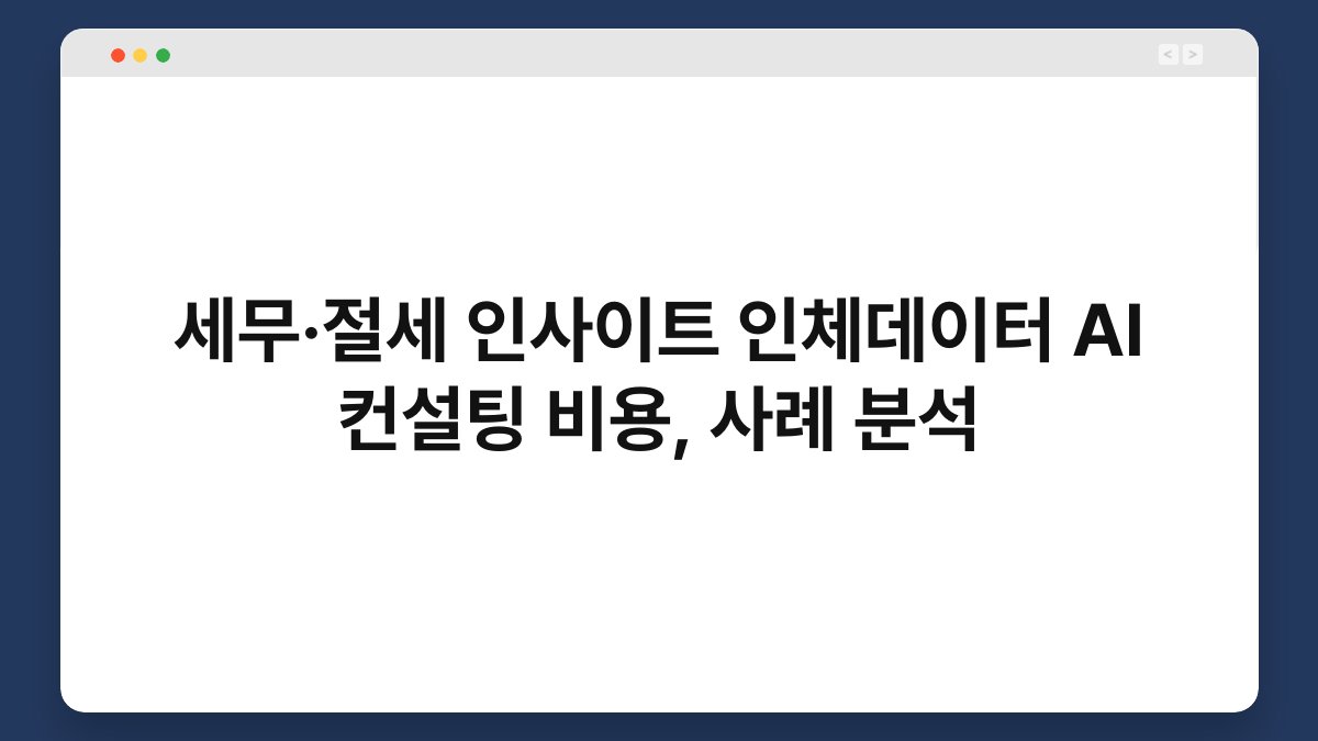 세무·절세 인사이트 인체데이터 AI 컨설팅 비용, 사례 분석 1