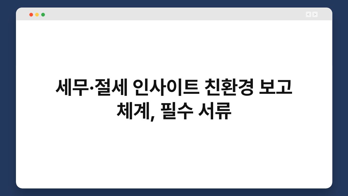 세무·절세 인사이트 친환경 보고 체계, 필수 서류 1