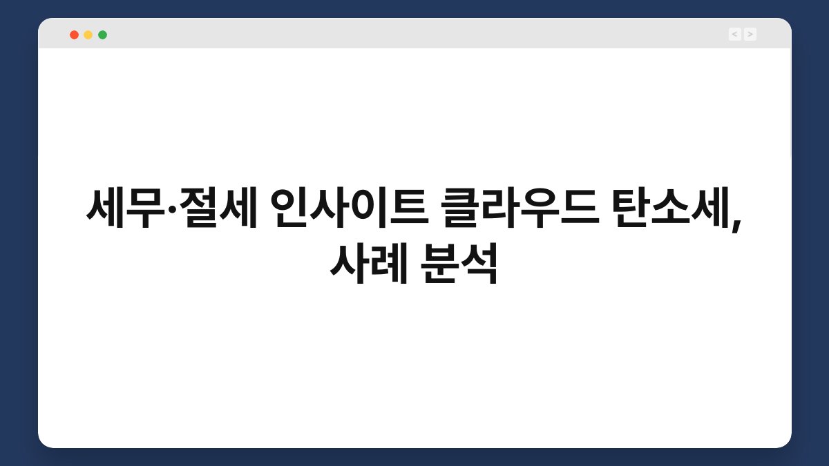 세무·절세 인사이트 클라우드 탄소세, 사례 분석 1