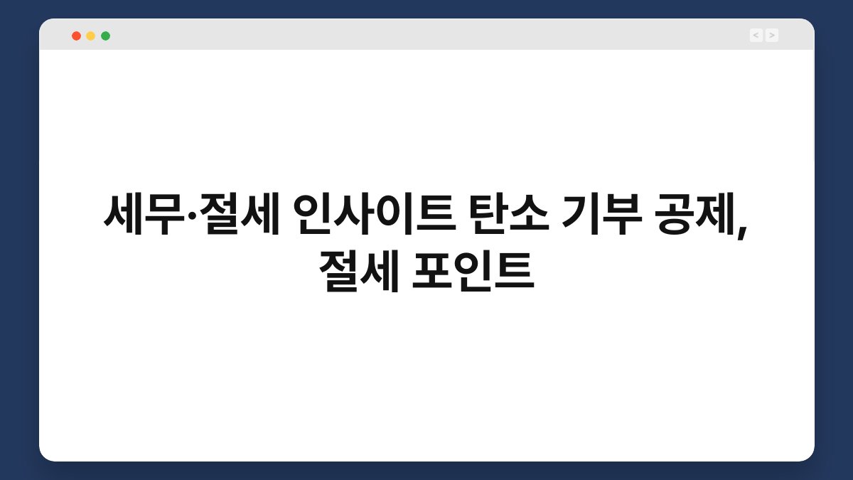 세무·절세 인사이트 탄소 기부 공제, 절세 포인트 1