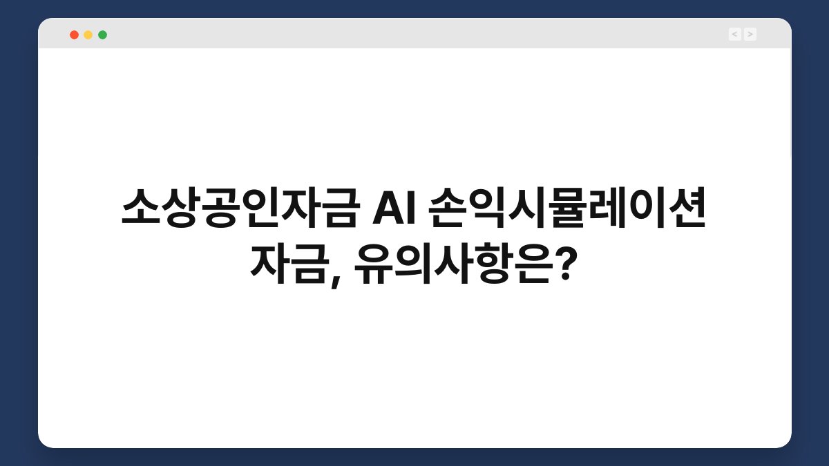 소상공인자금 AI 손익시뮬레이션 자금, 유의사항은? 1