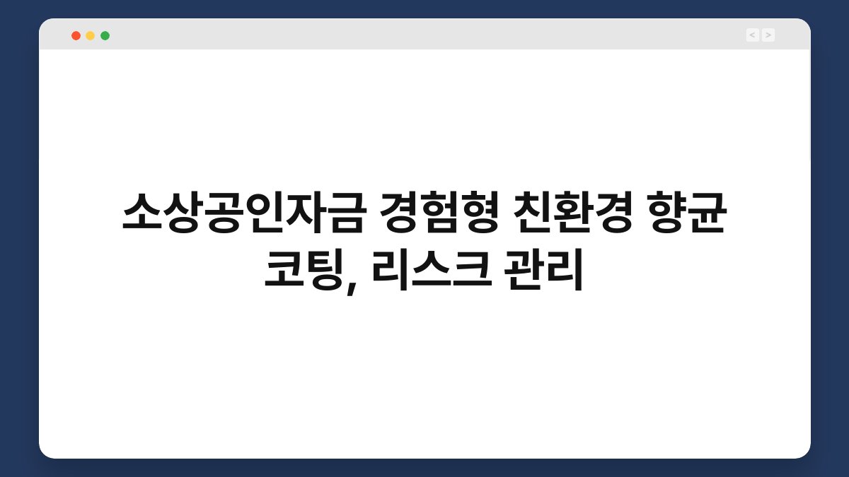 소상공인자금 경험형 친환경 향균 코팅, 리스크 관리 1