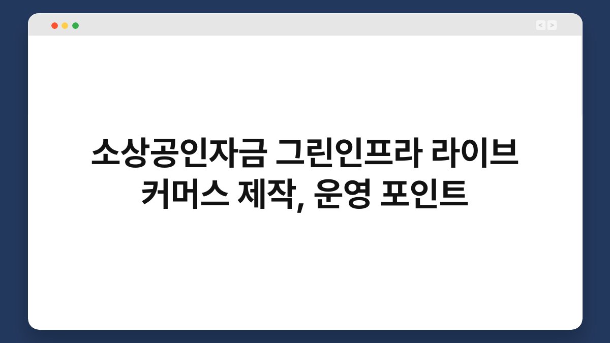 소상공인자금 그린인프라 라이브 커머스 제작, 운영 포인트 1