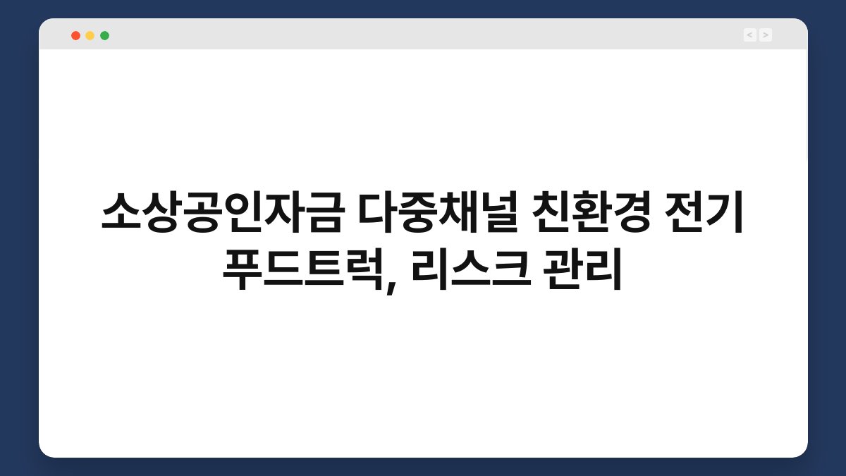 소상공인자금 다중채널 친환경 전기 푸드트럭, 리스크 관리 1