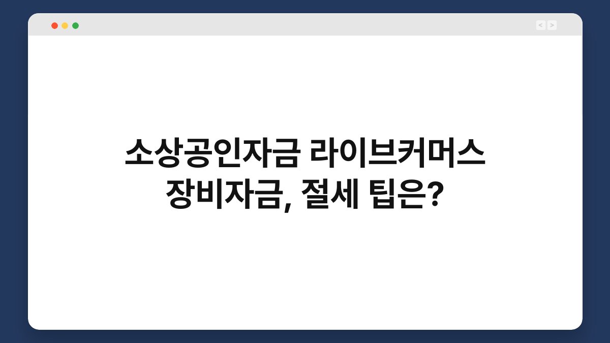 소상공인자금 라이브커머스 장비자금, 절세 팁은? 1
