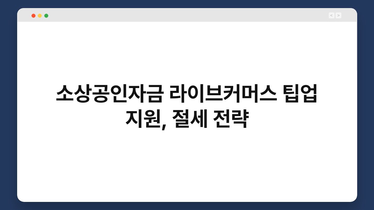 소상공인자금 라이브커머스 팁업 지원, 절세 전략 1