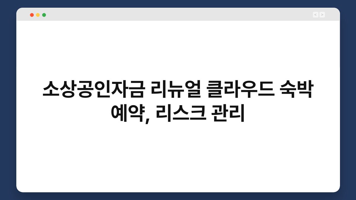 소상공인자금 리뉴얼 클라우드 숙박 예약, 리스크 관리 1