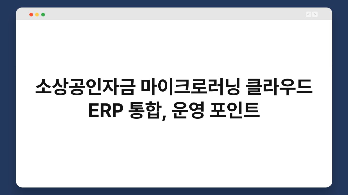 소상공인자금 마이크로러닝 클라우드 ERP 통합, 운영 포인트 1