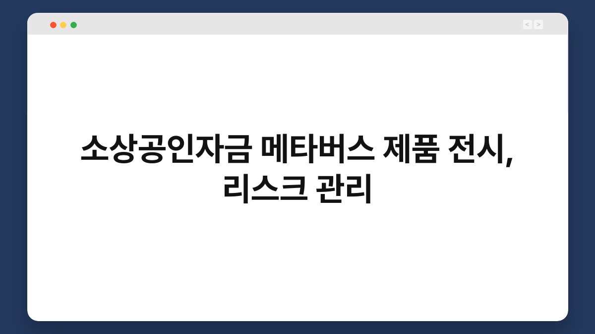 소상공인자금 메타버스 제품 전시, 리스크 관리 1