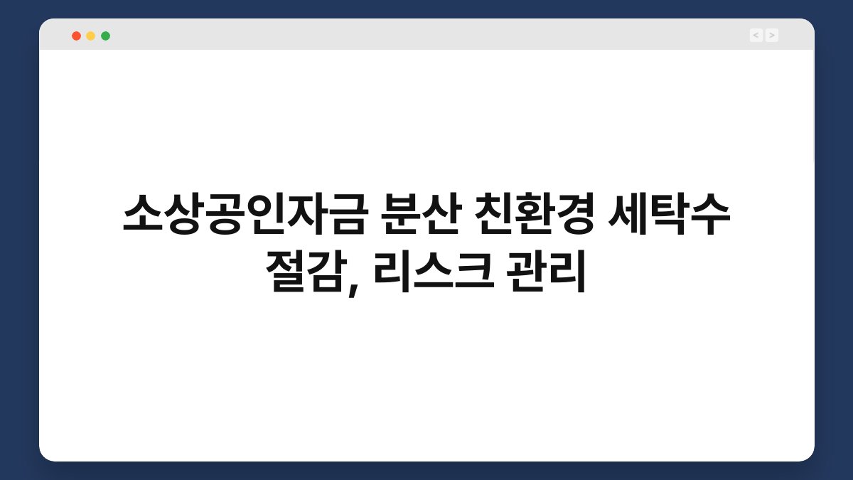 소상공인자금 분산 친환경 세탁수 절감, 리스크 관리 1