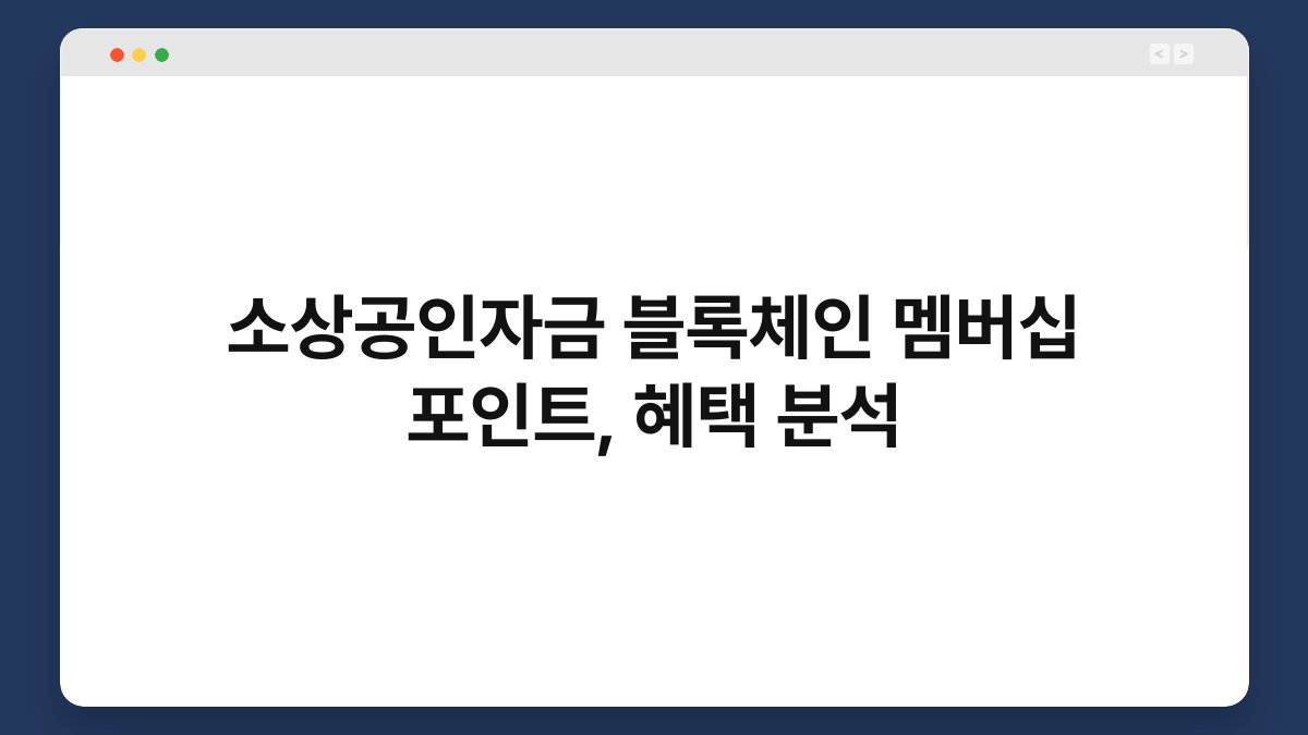 소상공인자금 블록체인 멤버십 포인트, 혜택 분석 1