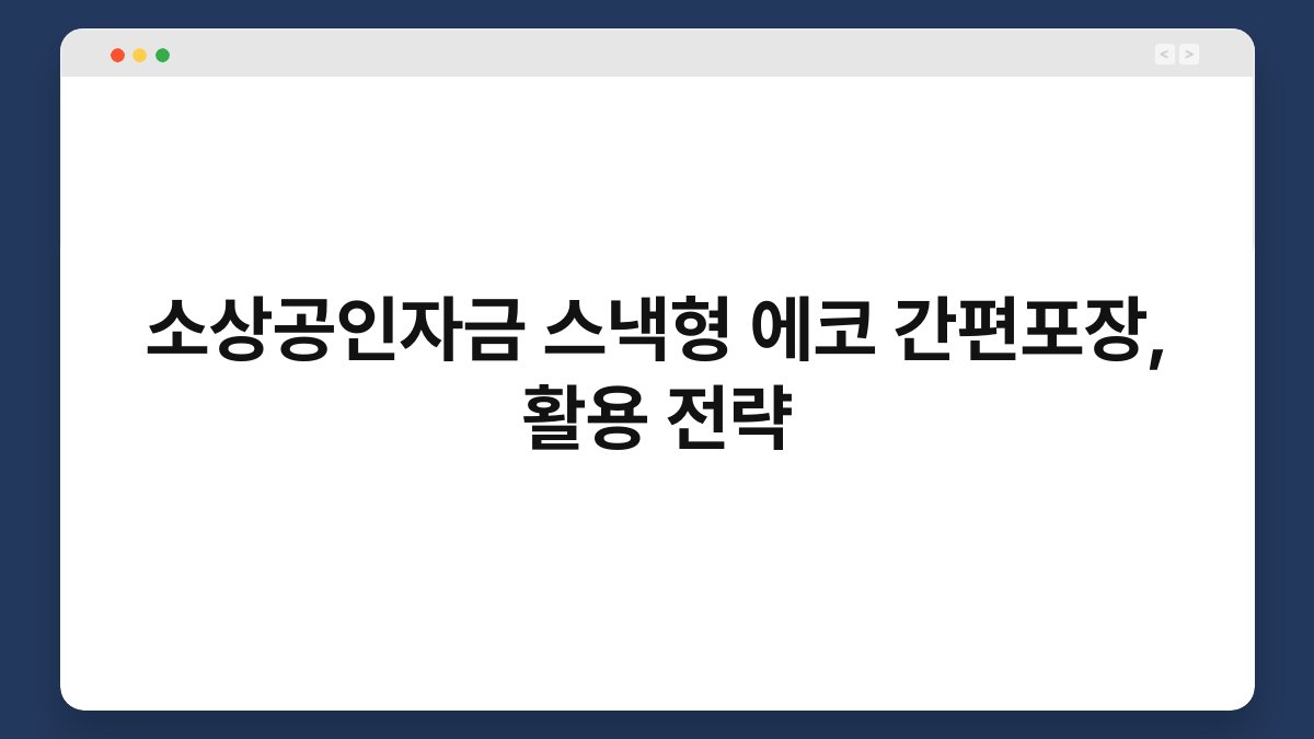소상공인자금 스낵형 에코 간편포장, 활용 전략 1
