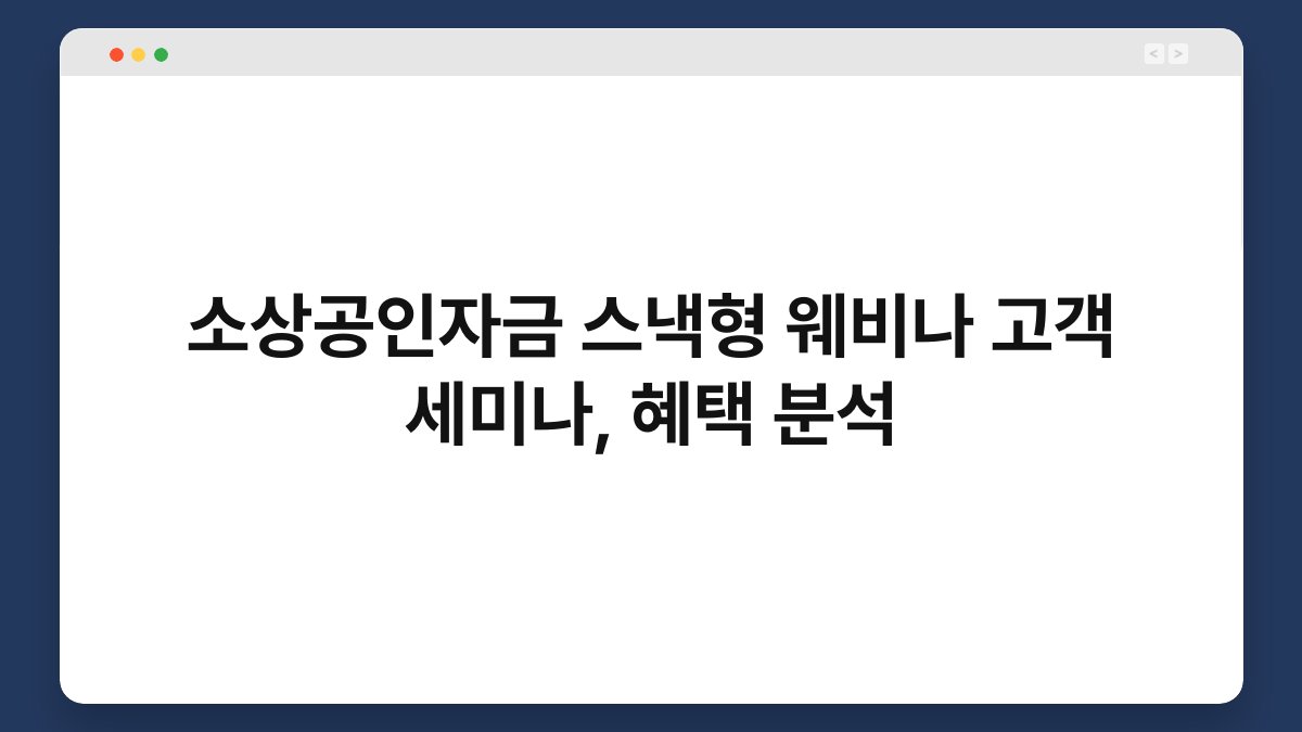 소상공인자금 스낵형 웨비나 고객 세미나, 혜택 분석 1