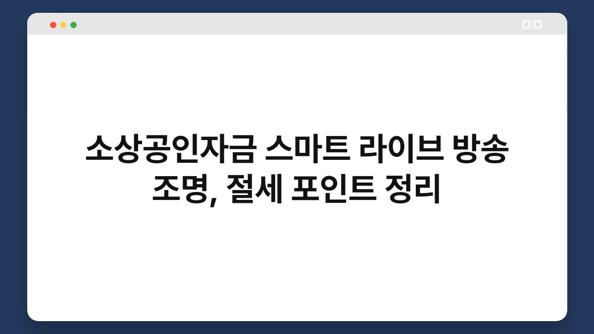 소상공인자금 스마트 라이브 방송 조명, 절세 포인트 정리 1