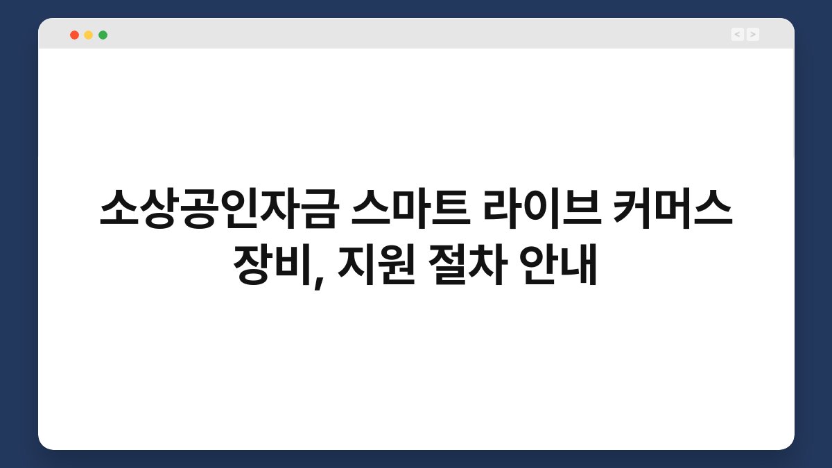 소상공인자금 스마트 라이브 커머스 장비, 지원 절차 안내 1