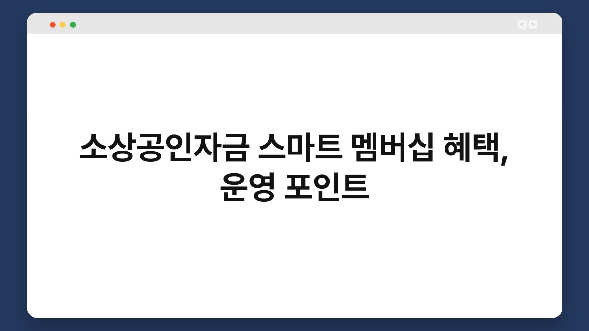 소상공인자금 스마트 멤버십 혜택, 운영 포인트 1