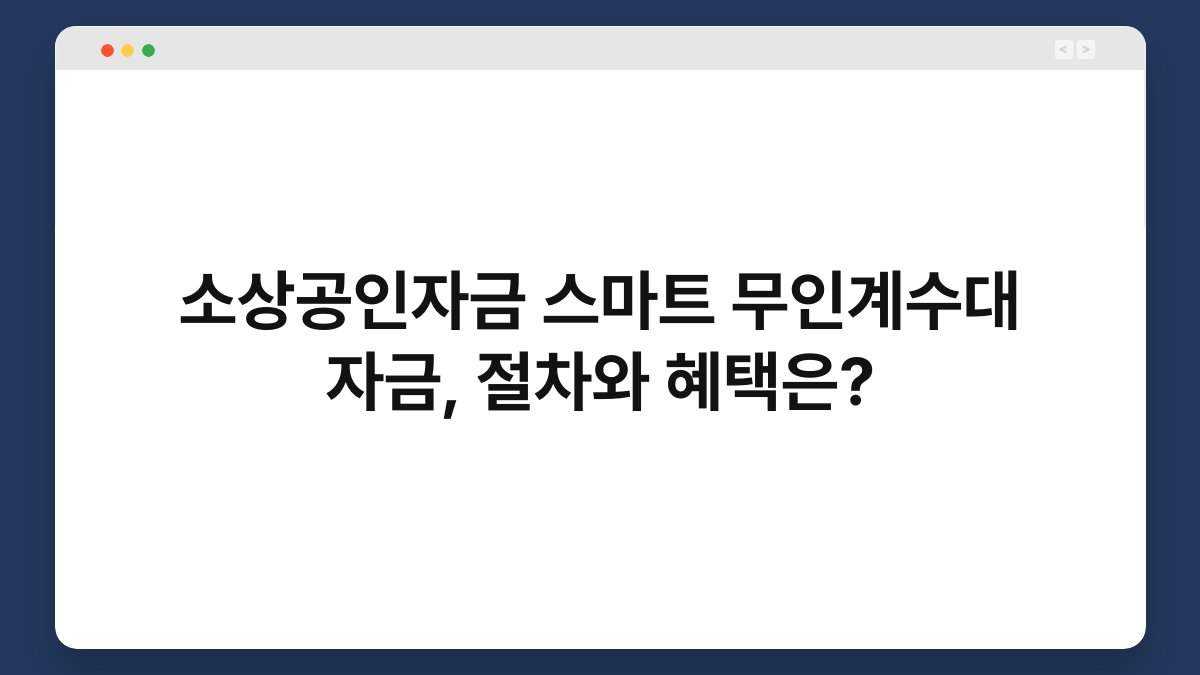 소상공인자금 스마트 무인계수대 자금, 절차와 혜택은? 1