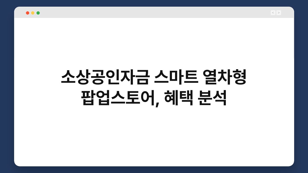 소상공인자금 스마트 열차형 팝업스토어, 혜택 분석 1
