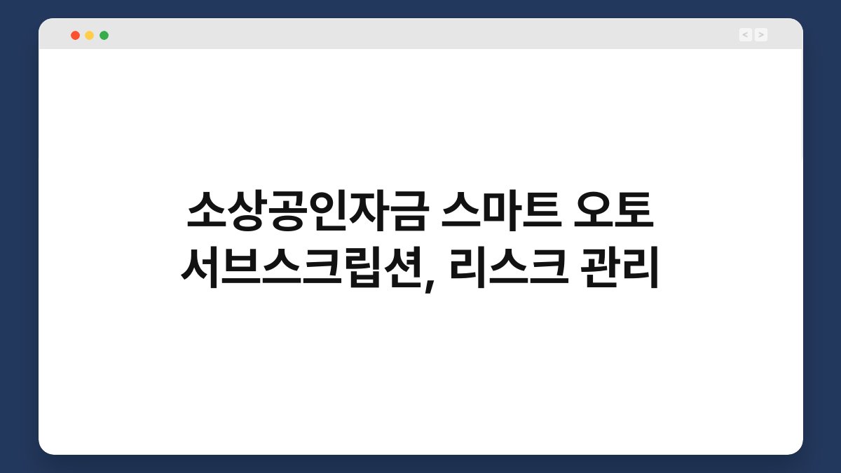 소상공인자금 스마트 오토 서브스크립션, 리스크 관리 1