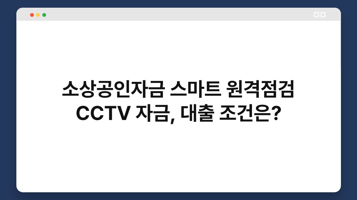 소상공인자금 스마트 원격점검 CCTV 자금, 대출 조건은? 1